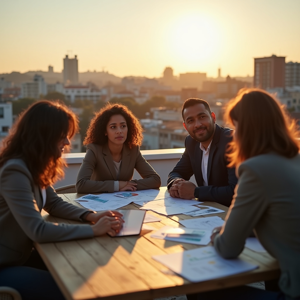 Family discussing financial planning with a consultant